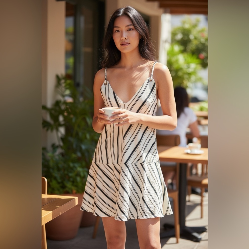 MaxMara Weekend Beige and Black Striped Dress